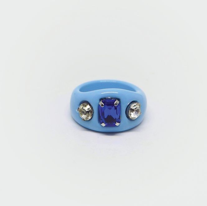 Hovedbilde Better Dayz Ring With 3 Crystals Ocean Blue