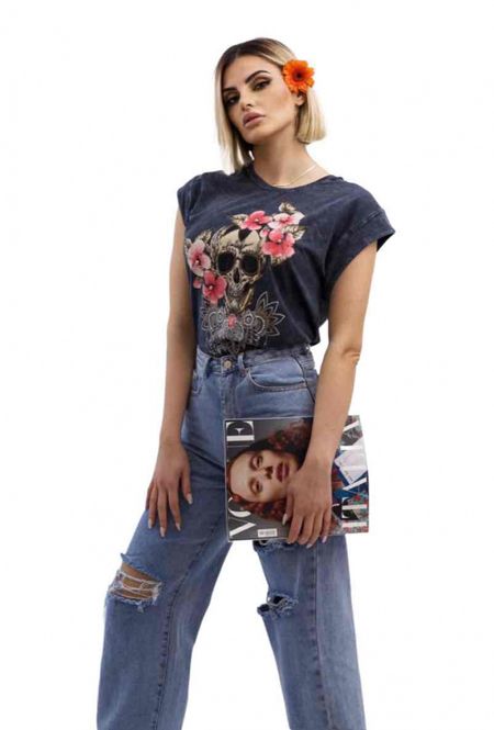 Hovedbilde Mozzaar Skull Tshirt Antrasitt