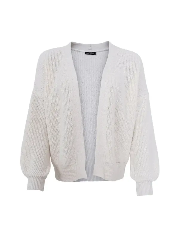 Black Colour Strikket Cardigan Offwhite