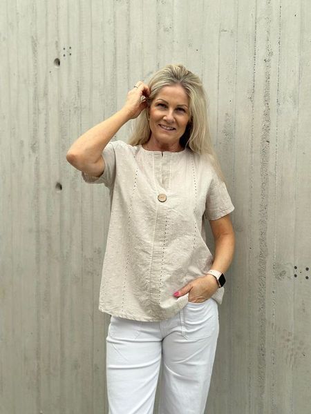 Pepper Linda Topp Broderi Beige