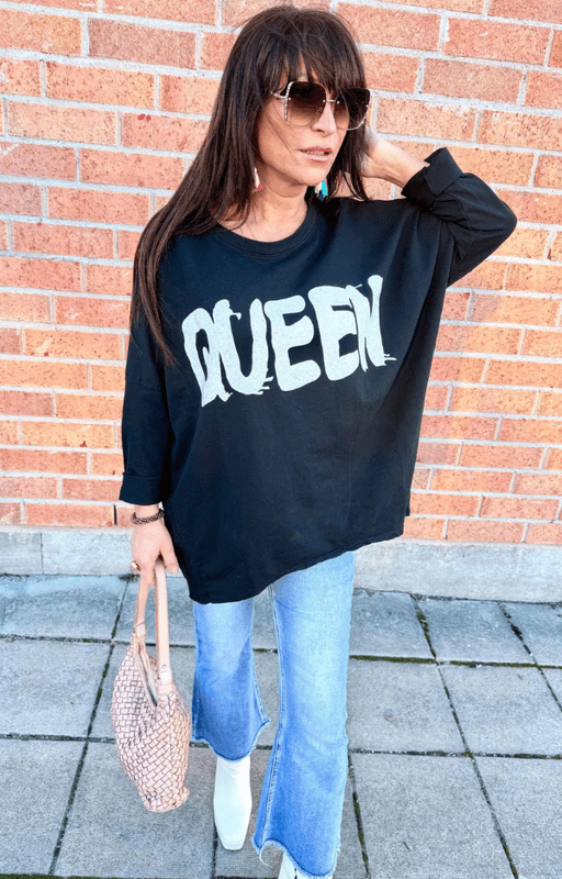 Love Forever Queen Oversize Topp Sort