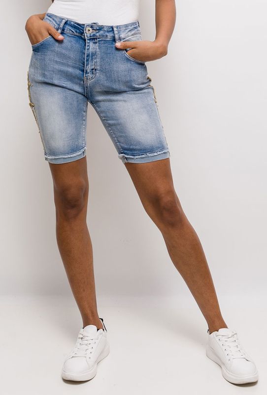 Mozzaar Denim Shorts With Strass