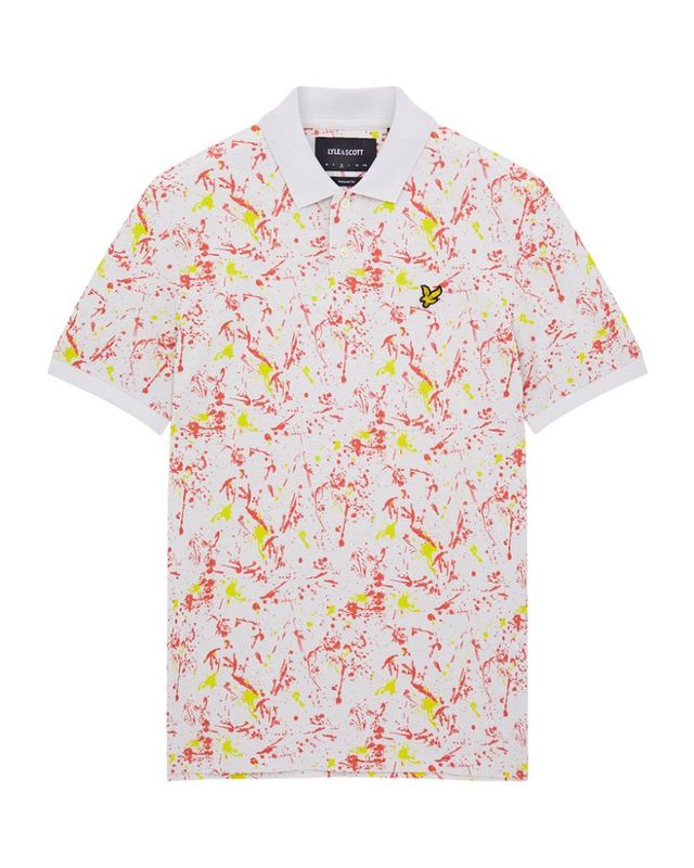 Lyle & Scott Splatter Print Polo Shirt Light Mist